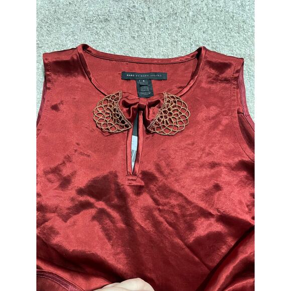 NWT Marc By Marc Jacobs Top Womens Small Sleeveless 100% Triacetate Red MSRP$228 - Picture 9 of 12